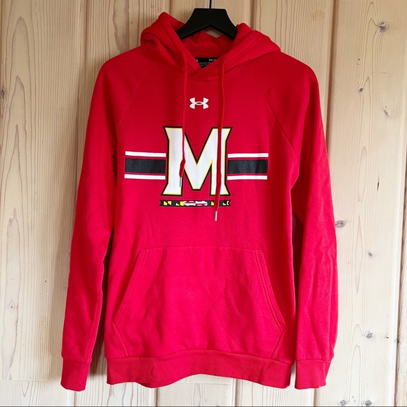 NWOT Maryland Under Armour Hoodie Red Pullover Sweatshirt Size S - Picture 1 of 5